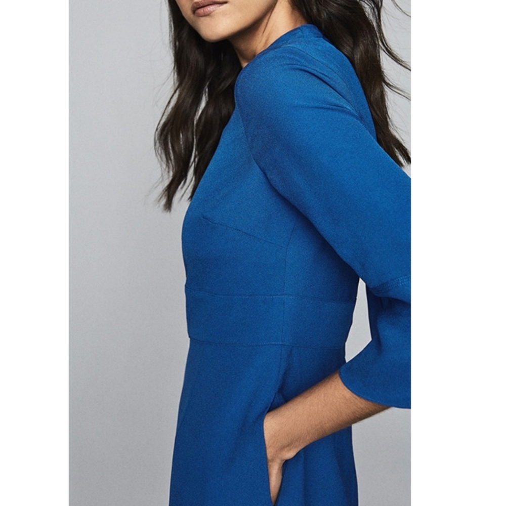 Reiss Royal $330 Crepe Cora Blue A-Line Dress - Picture 5 of 10